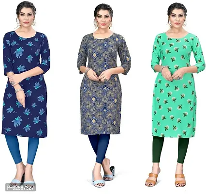 Reliable Crepe Printed Kurta For Women- Pack Of 3