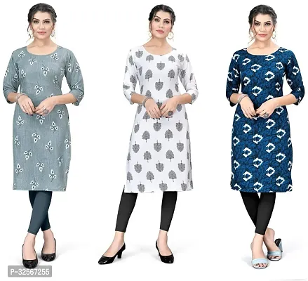 Reliable Crepe Printed Kurta For Women- Pack Of 3