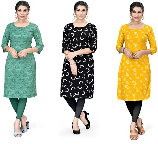 Combo Of 4- Designer Crepe Printed Kurta