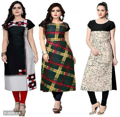 Beautiful Crepe Printed Kurta For Women Pack of 3-thumb0