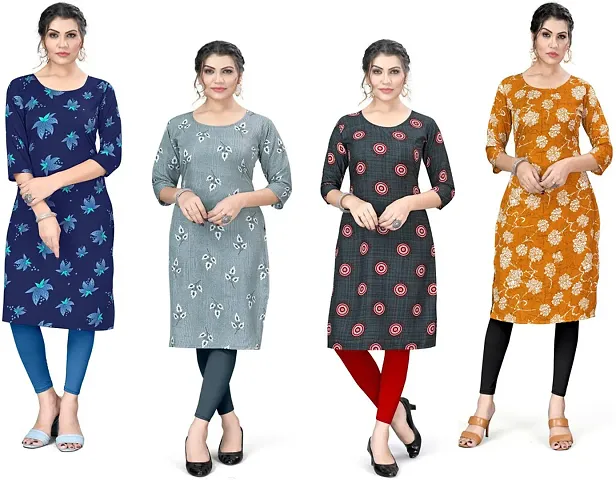 Stylish Women Crepe Casual Kurta Pack of 4