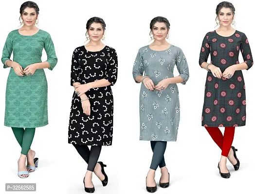 Stylish Crepe Stitched Kurta For Women Combo Of 4