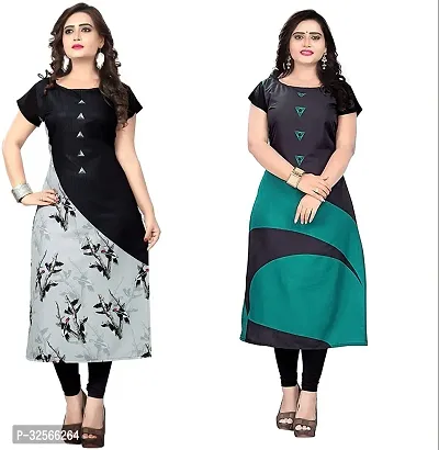 Reliable Crepe Printed Kurta For Women- Pack Of 2-thumb0