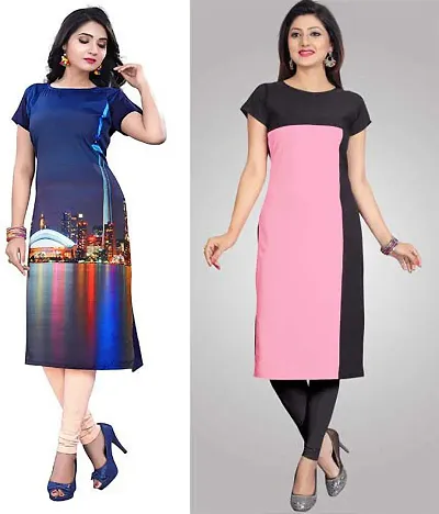 Stylish Crepe Kurta For Women Pack Of 2