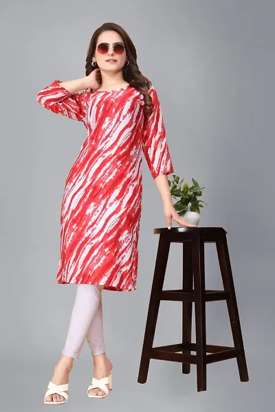 Stylish Crepe Printed Straight Kurtis