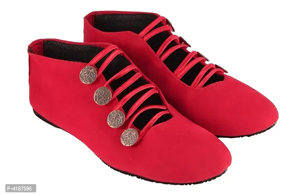 Women's Stylish Red Solid Fabric Bellies