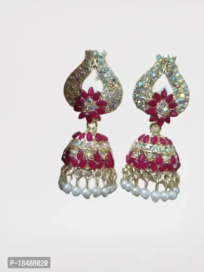 Stone Studded Jhumka Style Earrings-thumb0