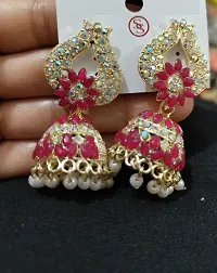 Stone Studded Jhumka Style Earrings-thumb2