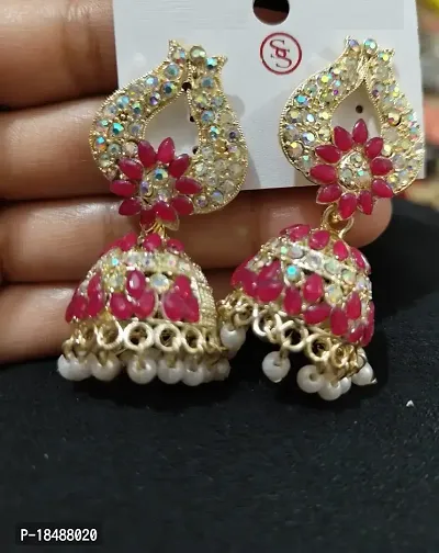 Stone Studded Jhumka Style Earrings-thumb3