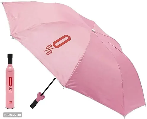 Antokin Bottle Shape Mini Compact Foldable Umbrella With Plastic Case Pink-thumb0