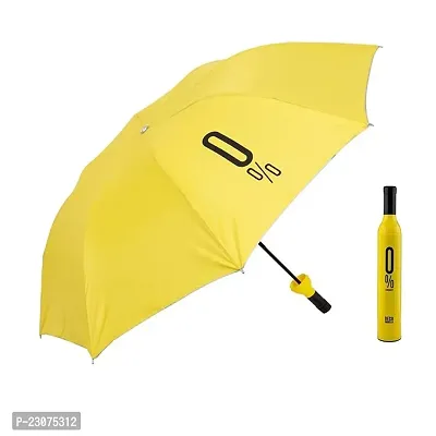 Antokin Bottle Shape Mini Compact Foldable Umbrella With Plastic Case Yellow-thumb0