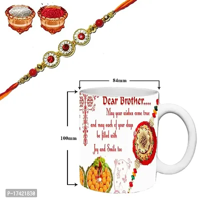 Murli Textiles Rakhi for Brother/Bhaiya/Bhai Kids Brother with 350 ml White Printed Coffee Mug for Brother Rakhi Gift and 1 Packet Roli Chawal Free-thumb2