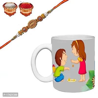 Murli Textiles Rakhi for Brother/Bhaiya/Bhai Kids Brother with 350 ml (Grey) Printed Coffee Mug for Brother Rakhi Gift and 1 Packet Roli Chawal Free-thumb0