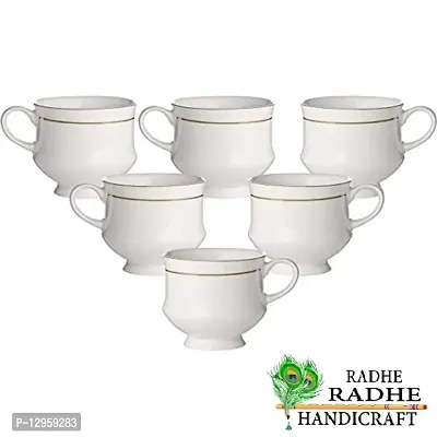 Gold Line Coffee/Tea Cups Set of 6 Perfect for Daily use 180 ml, White, Standard (Mona-Set of 6)