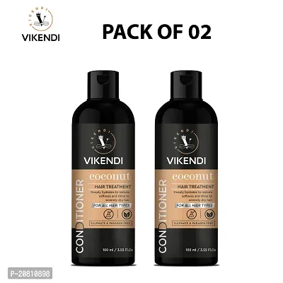 Vikendi Coconut  Bamboo Hair Conditioner, 100ml - For Hair Strength  Hydration, with Organic Virgin Coconut Oil, Shea Butter  Aloevera. (100 ml) Pack Of 02