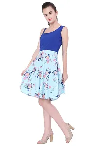Blue Floral Polycrepe Midi Dress-thumb1