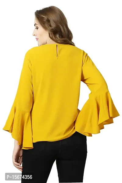 Mustard Plain Georgette Sleeve Top (X-Large)-thumb5