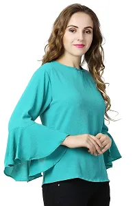 Mermaid Ocean Blue Plain Georgette Sleeve Top-thumb3