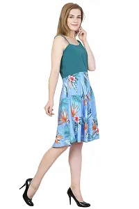 Green Floral Polycrepe Midi Dress-thumb4