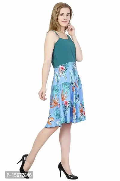 Green Floral Polycrepe Midi Dress-thumb5