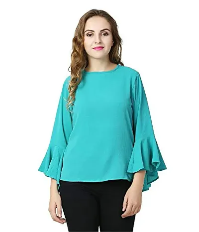 Mermaid Ocean Plain Georgette Sleeve Top