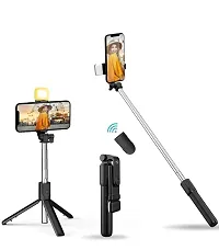 Selfie stick with light Wireless Bluetooth Foldable (R1S) Extendable, Portable Bluetooth Selfie Tripod Stand and Detachable Wireless Remote,3 in 1 Multifunctional selfie stick with tripod stand compat-thumb1