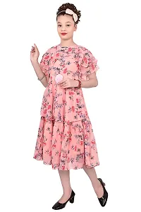 Stylish Peach Georgette A-Line Dress For Girls-thumb3