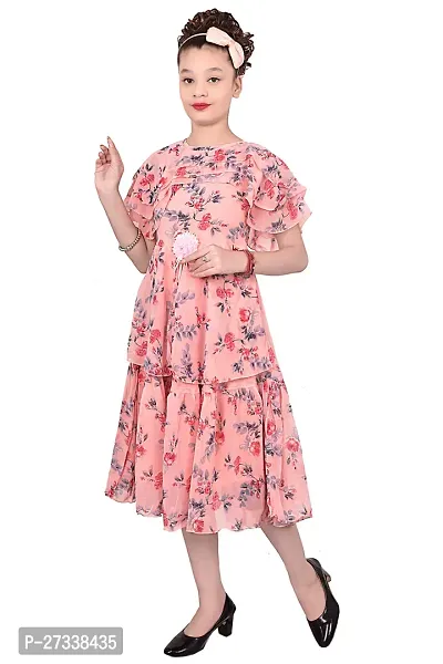 Stylish Peach Georgette A-Line Dress For Girls-thumb4