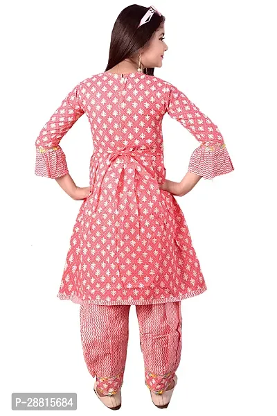 Stylish Pink Cotton Self Pattern Stitched Salwar Suit Sets For Girl-thumb2