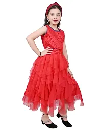 Designer Red Net Frocks For Girls-thumb2