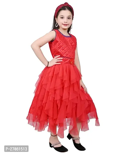 Designer Red Net Frocks For Girls-thumb3