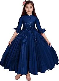 Navy Silk Dress for Girls-thumb2