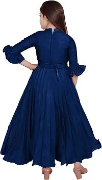 Navy Silk Dress for Girls-thumb3