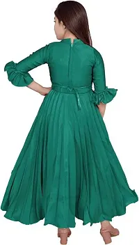 Stylish Green Silk Embellished A-Line Dress For Girl-thumb3