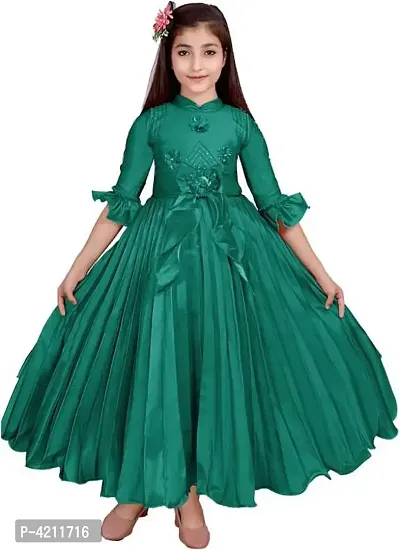 Green Silk Dress for Girls