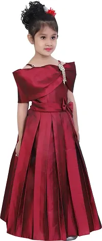 Maroon Silk Party Wear Dress-thumb1