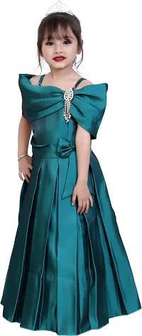 Green Silk Party Wear Dress-thumb3