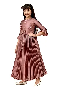 Brown Silk Striped Frock For Girls-thumb2