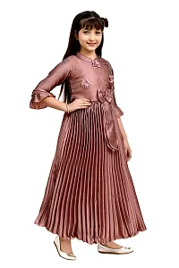 Brown Silk Striped Frock For Girls-thumb3