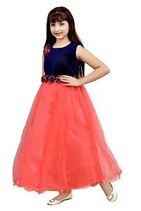 Elegant Red Silk Self Pattern A-Line Dress For Girls-thumb2