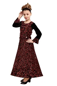 Stylish Red Silk Self Pattern A-Line Dress For Girls-thumb2