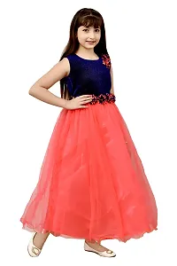 Elegant Red Silk Self Pattern A-Line Dress For Girls-thumb3