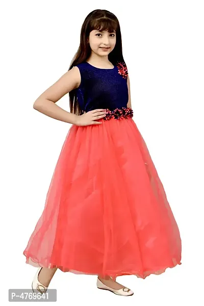 Elegant Red Silk Self Pattern A-Line Dress For Girls-thumb4
