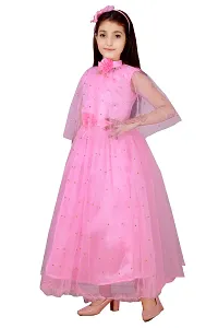 Stylish Pink Silk Self Pattern Maxi Dress For Girls-thumb2
