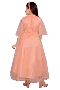 Peach Silk Self Pattern Maxi Dress for Girls-thumb1