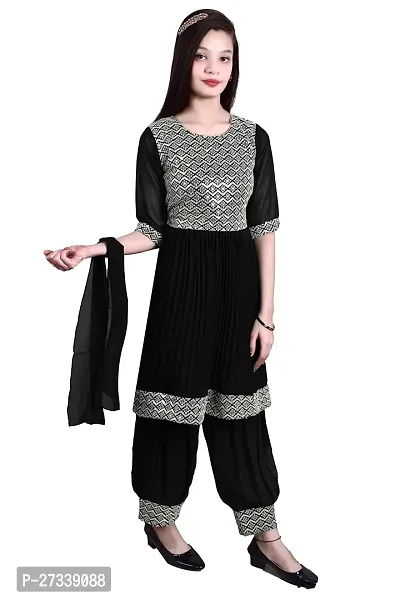 Stylish Black Georgette Suit Salwar With Dupatta For Girls-thumb3