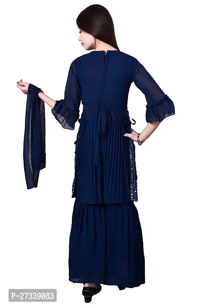 Stylish Blue Georgette Suit Salwar With Dupatta For Girls-thumb2