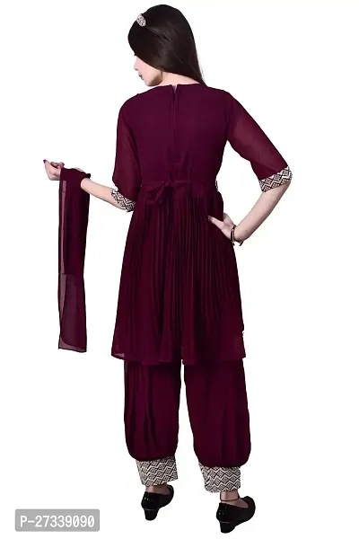 Stylish Purple Georgette Suit Salwar With Dupatta For Girls-thumb2