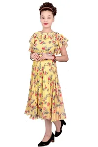 Stylish Yellow Georgette A-Line Dress For Girls-thumb2