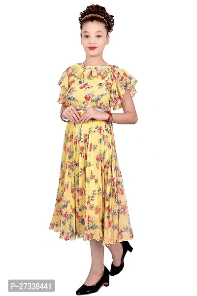 Stylish Yellow Georgette A-Line Dress For Girls-thumb4